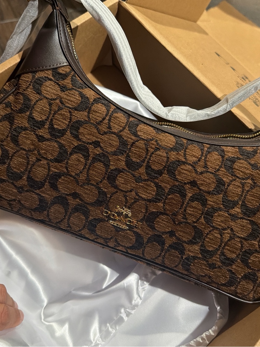 Coach Brown/Black Signature Chenille Shoulder Bag